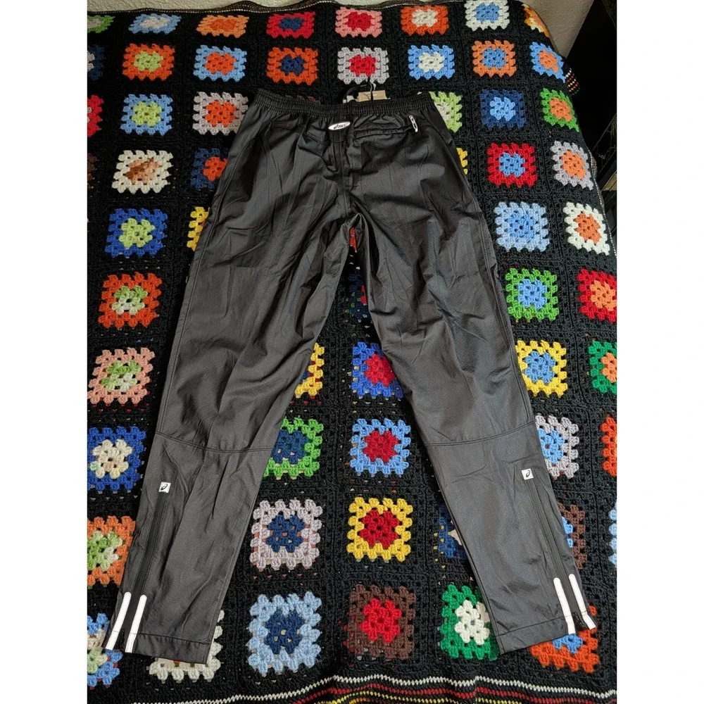 ASICS Vintage Womens Nylon‎ Track Pants Trousers Training Black Joggers
